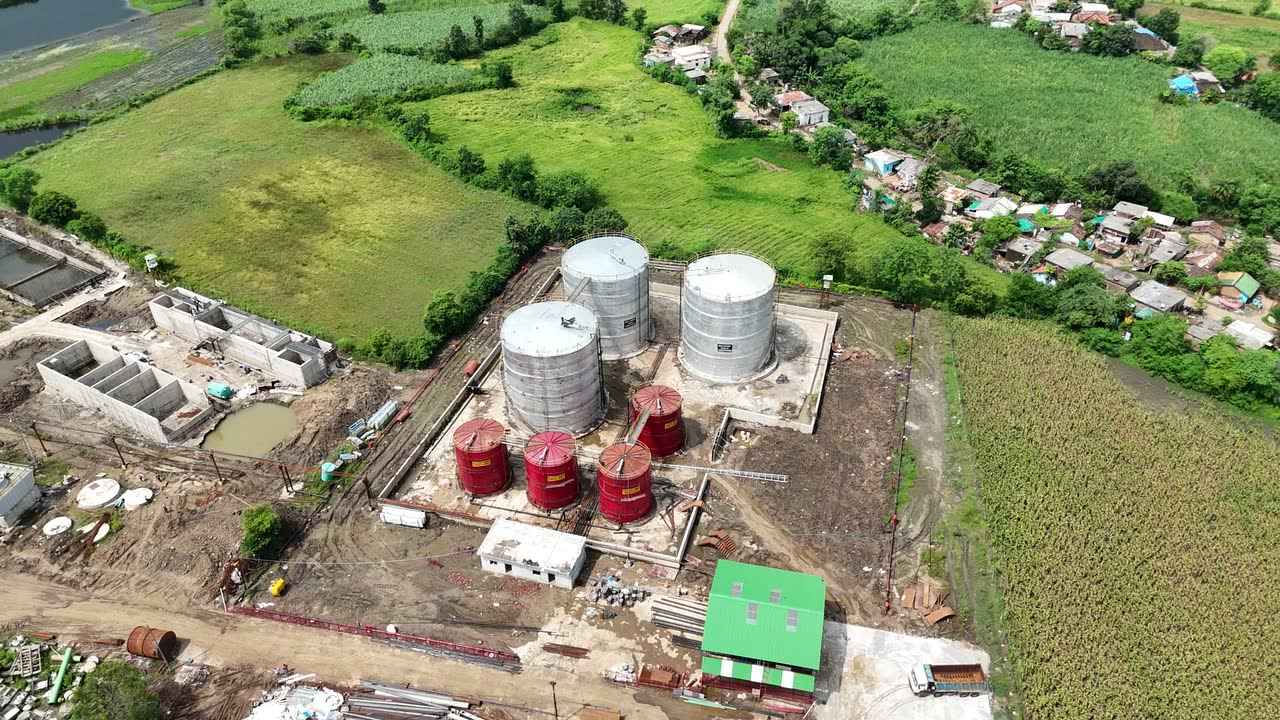 Aerial view of the plant and its command area at Bachai, Narsinghpur.